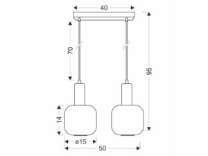 Miniaturka 1 - Lampa wisząca Isirela rysunek wymiarowy 95 na 50 cm