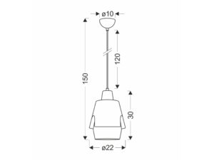 Miniaturka 3 - Lampa wisząca Kamolira rysunek wymiarowy 150 cm wysokości