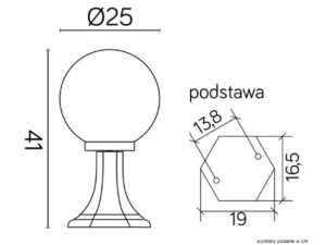 Miniaturka 2 - Rysunek wymiarowy lampy KULE CLASSIC K 4011/1/K 250