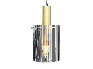 Miniaturka 2 - Zbliżenie szklanego klosza i złotego mocowania lampy Levolira