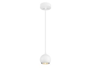 Miniaturka 1 - Biała matowa lampa wisząca Light Eye 90 z pełną rozetą na białym tle