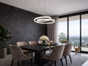 Miniaturka 1 - Lampa wisząca Malotano dwa pierścienie LED 32 W 50 cm złota – zdjęcie 2
