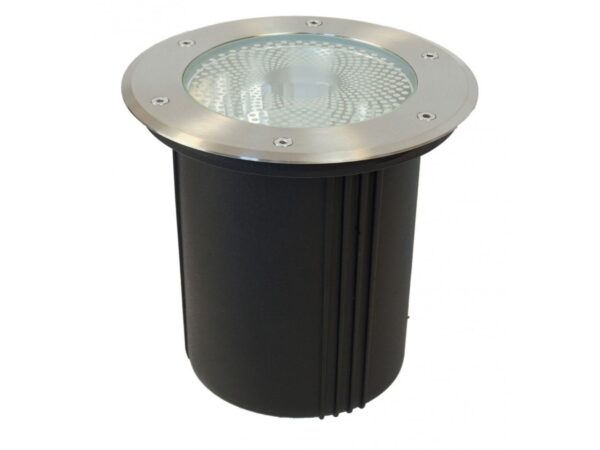 Lampa najazdowa PABLA 4031 – okrągła oprawa z metalowym frontem na białym tle