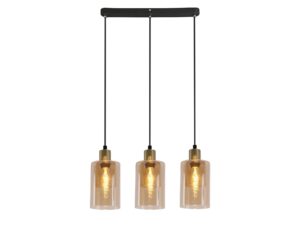 Miniaturka 2 - Lampa wisząca Nalidano czarno złota trzy bursztynowe klosze
