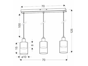 Miniaturka 1 - Rysunek wymiarowy lampy Nalidano 70 cm trzy klosze