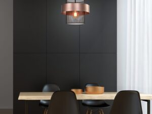 Miniaturka 2 - Lampa Nerinio miedziano-czarna w aranżacji jadalni