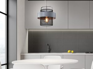 Miniaturka 3 - Lampa Nerinio srebrno-czarna nad stołem w jasnej jadalni