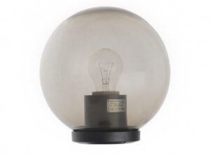 Miniaturka 1 - Lampa ogrodowa ALEKULE G 200 Z – biały kulisty klosz i czarna podstawa w ujęciu bocznym