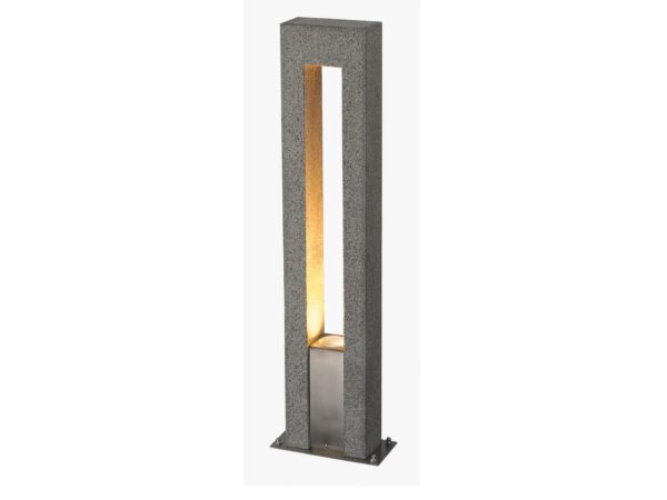 Lampa ogrodowa Arrock Arc z szarego granitu i chromowanym elementem, ujęcie główne