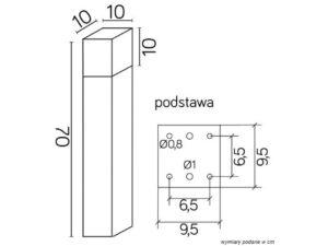 Miniaturka 3 - Lampa ogrodowa CUBE MAX CB-MAX 700 schemat wymiarów