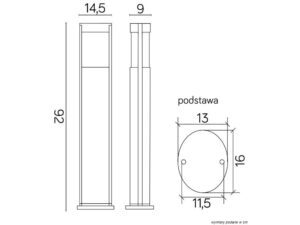 Miniaturka 5 - Lampa ogrodowa ELIS wymiary
