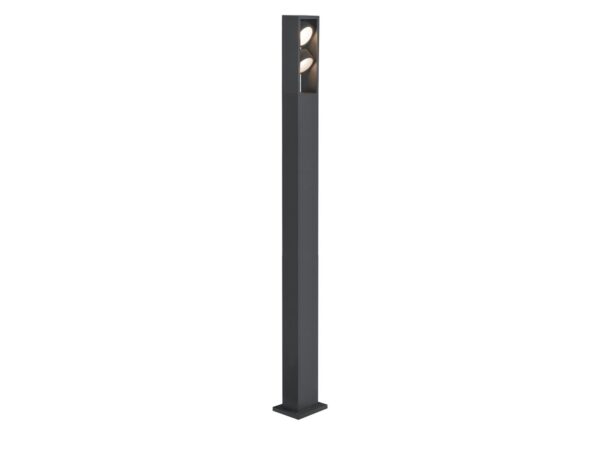 Antracytowa lampa ogrodowa Eskina Frame 175 Pole Double z dwoma reflektorami LED
