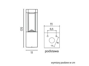 Miniaturka 4 - Lampa FAN KWADRAT FKW-500 rysunek wymiarowy