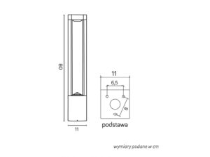 Miniaturka 5 - Lampa ogrodowa FAN KWADRAT FKW-800 — rysunek wymiarowy