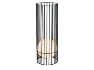 Miniaturka 5 - Lampa ogrodowa Grid Sun z czarną konstrukcją i mleczną kulą na białym tle