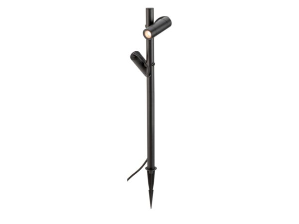 Lampa ogrodowa Helia Slim Pole czarna – dwa reflektory na szpikulcu