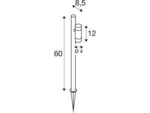 Miniaturka 2 - Lampa ogrodowa Helia Slim Pole czarna – rysunek techniczny i proporcje