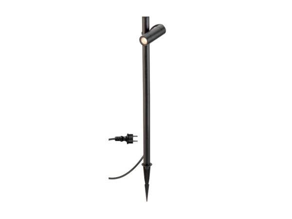 Czarna lampa ogrodowa Helia Slim Pole na szpikulcu z przewodem i wtyczką