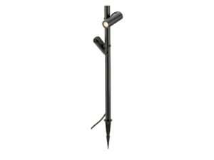 Miniaturka 4 - Czarna lampa ogrodowa Helia Slim Pole z dwiema głowicami LED na białym tle
