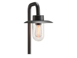 Miniaturka 1 - Zbliżenie klosza i metalowego daszka lampy stojącej Molat Pole