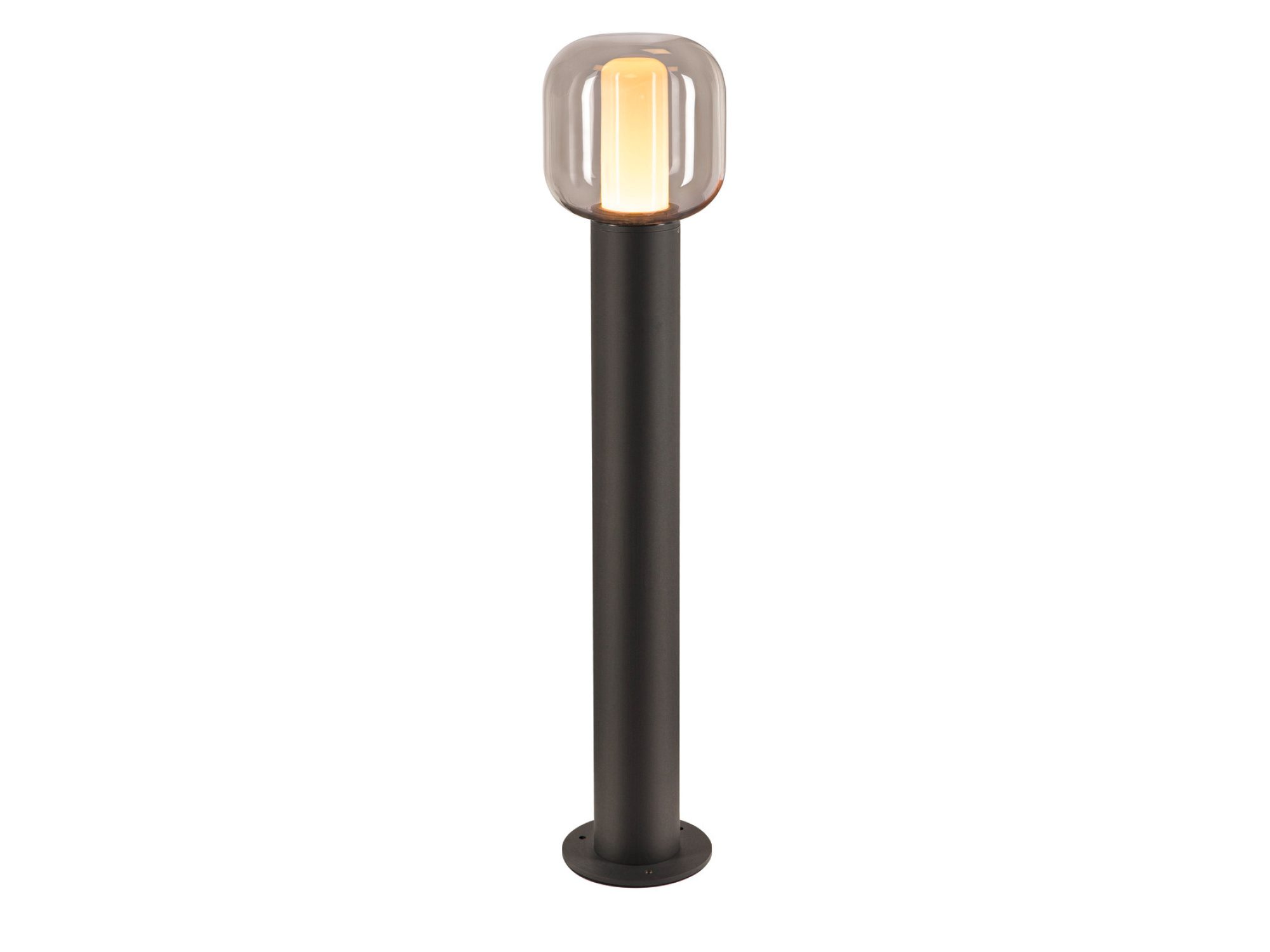 Lampa ogrodowa Ovalisk 75 cm, antracytowy słupek i szklany klosz