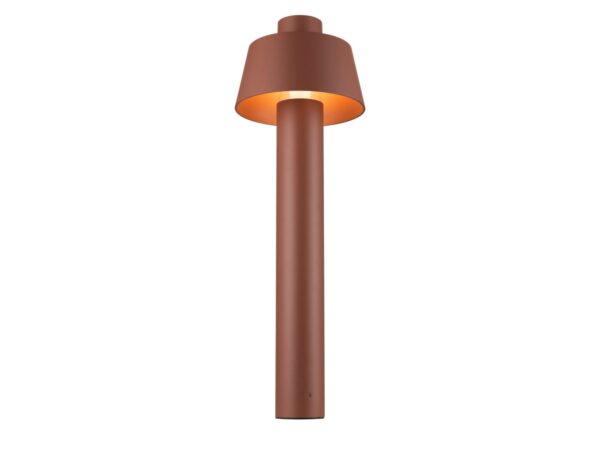 Lampa ogrodowa stojąca Photoni 75 w kolorze rdzy na białym tle