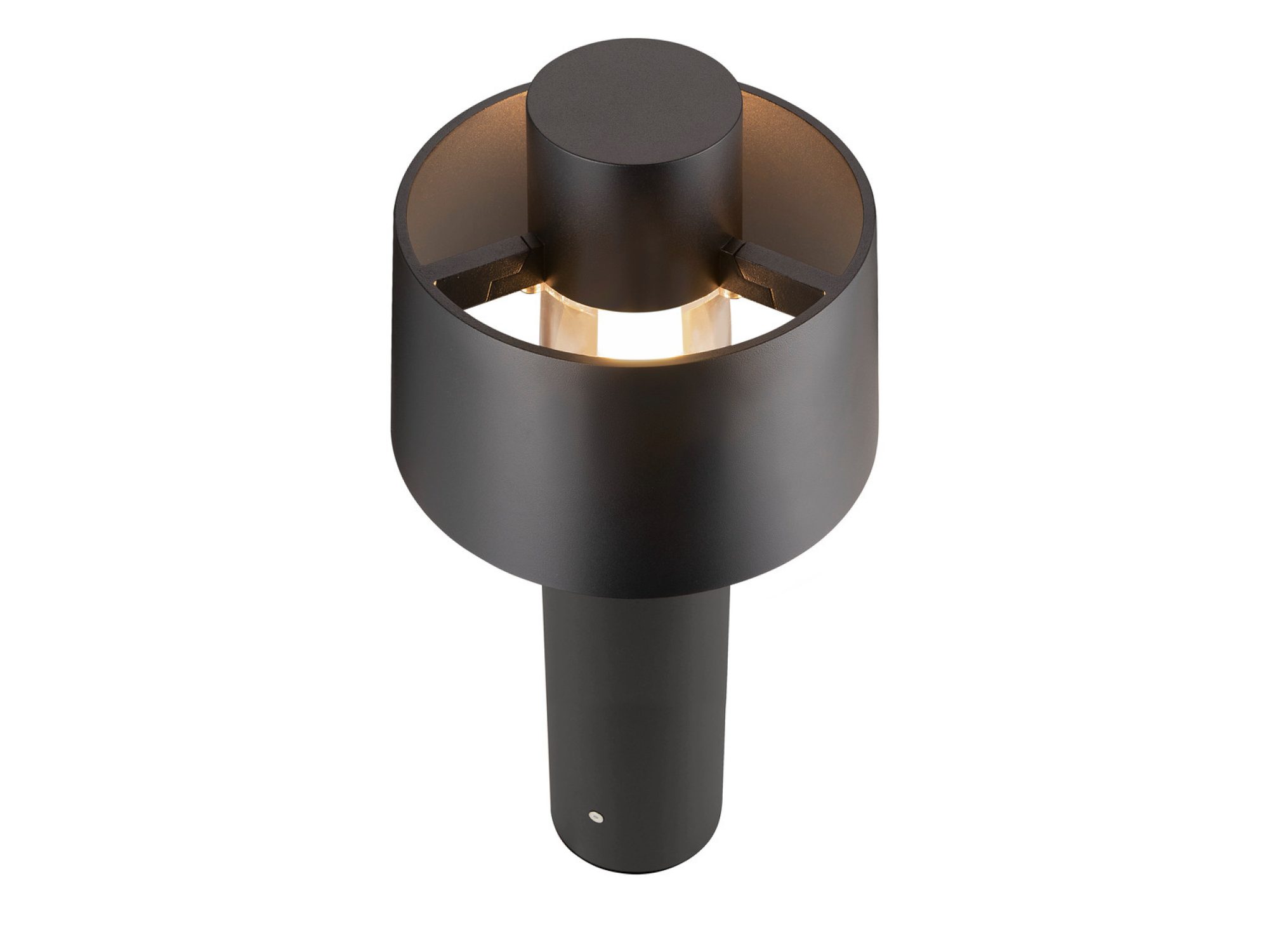 Czarna lampa ogrodowa Photoni Cyl Pole 45 z innej perspektywy