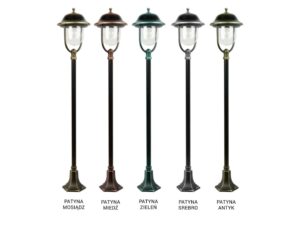 Miniaturka 4 - Lampa ogrodowa PRINCE K 5002/1/O – porównanie pięciu wykończeń patyn