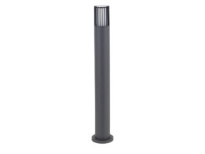 Miniaturka 2 - Szara lampa ogrodowa Ribo IP54 E27 o cylindrycznej ryflowanej obudowie na białym tle