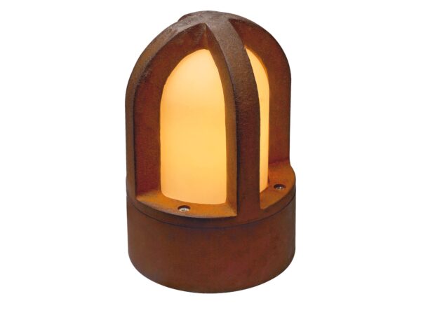Lampa ogrodowa Rusty Cone wysokość 24 cm, rdzawa, pełny widok na białym tle