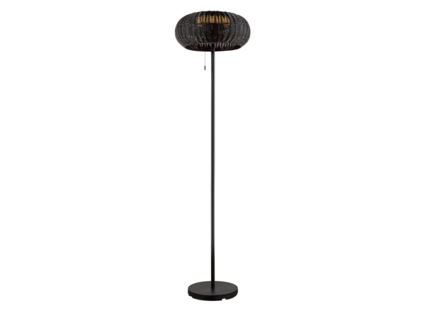 Lampa ogrodowa stojąca Adegan solarna LED czarna z kloszem z technorattanu
