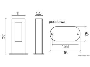 Miniaturka 4 - Lampa ogrodowa stojąca EVO GL15401 LED 30 cm – rysunek wymiarowy