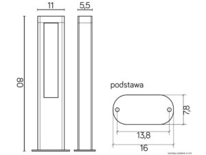 Miniaturka 4 - Lampa ogrodowa stojąca EVO GL15403 LED 80 cm – rysunek wymiarowy