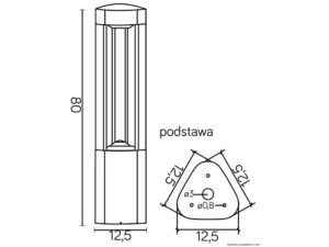 Miniaturka 3 - Lampa ogrodowa FAN GL 11205 rysunek wymiarowy