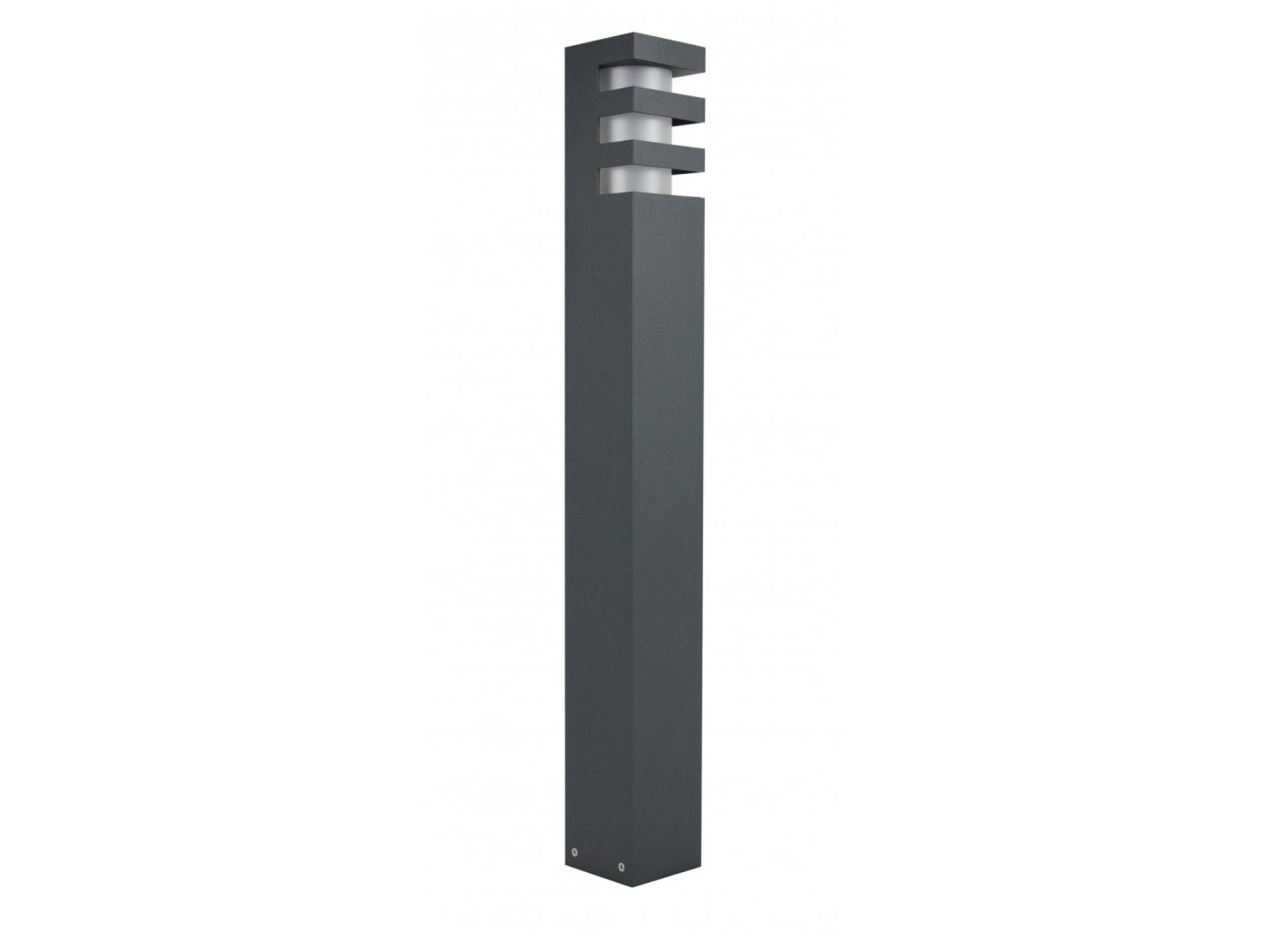 Lampa ogrodowa stojąca RADO – antracytowa oprawa na białym tle