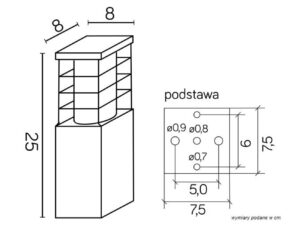 Miniaturka 5 - Rysunek wymiarowy lampy ogrodowej stojącej RADO II 3