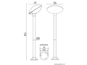 Miniaturka 6 - Lampa ogrodowa TAO 1 — rysunek wymiarowy konstrukcji
