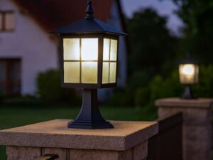 Miniaturka 1 - Lampa ogrodowa stojąca WENECJA K 4011/1/KW – aranżacja świetlna przy budynku