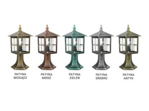 Miniaturka 2 - Lampa ogrodowa stojąca WENECJA K 4011/1/KW – porównanie wykończeń patyn