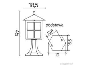 Miniaturka 3 - Lampa ogrodowa stojąca WENECJA K 4011/1/KW – rysunek wymiarowy