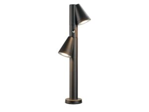 Miniaturka 4 - Czarna lampa ogrodowa T-Tube 70 Pole z dwiema oprawami GU10 i czujnikiem ruchu