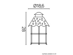 Miniaturka 1 - Lampa ogrodowa TOLEDO K 1018 R – rysunek wymiarowy oprawy