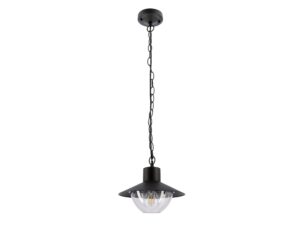 Miniaturka 3 - Lampa ogrodowa wisząca Evilira czarna z łańcuchem i przezroczystą osłoną
