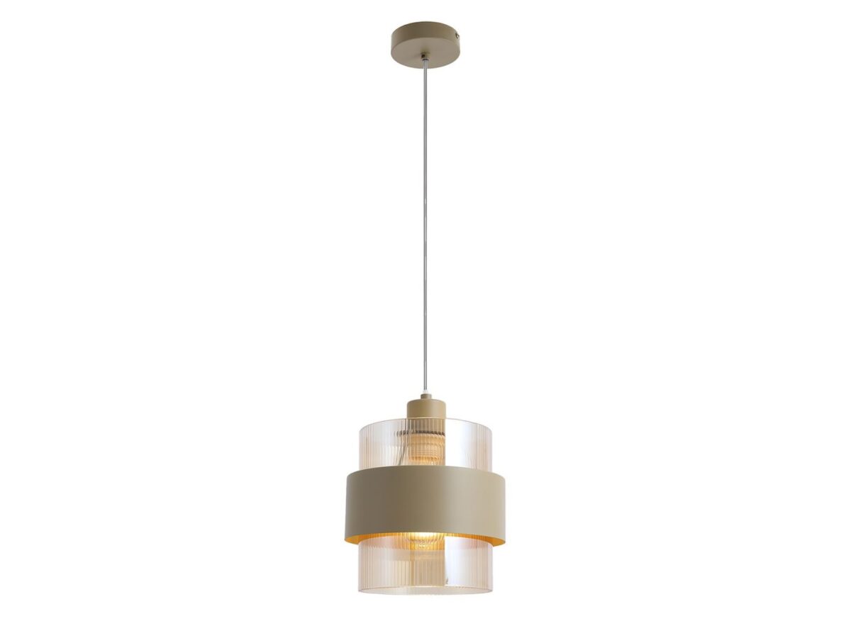Lampa wisząca Olemira beżowa 1 × E27 ze szklanym kloszem