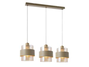Miniaturka 4 - Beżowa lampa wisząca Olemira 3 E27 z trzema kloszami na białym tle