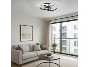 Miniaturka 3 - Czarna lampa Orenia na suficie jasnego salonu