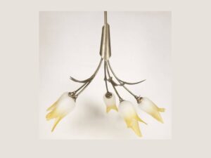 Miniaturka 1 - Lampa sufitowa Palamona w patynie ze szklanymi kloszami w kształcie kwiatów