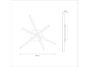 Miniaturka 7 - Rysunek wymiarowy lampy sufitowej Palisa szerokość 52 cm i wysokość 9,5 cm
