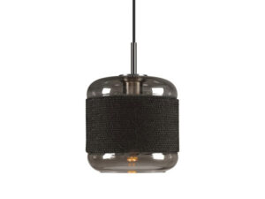 Miniaturka 11 - Srebrna lampa wisząca Pantilo Rope 20, ciemna lina i szklany klosz, cała oprawa z rozetą