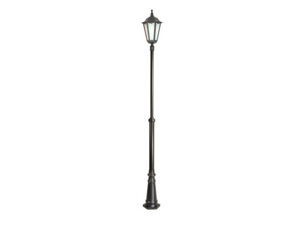 Lampa parkowa RETRO MAXI OGMWN 1 BD – czarny słup z głowicą, widok całej oprawy
